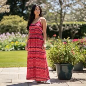 White House Black Market Women's Maxi Dress M 6-12 Red Pink WHBM Dress